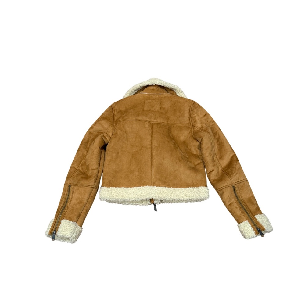 Marine Layer Faux Suede Sherpa Fleece Moto Jacket Chestnut XS NWT Casual Cozy - Picture 4 of 10